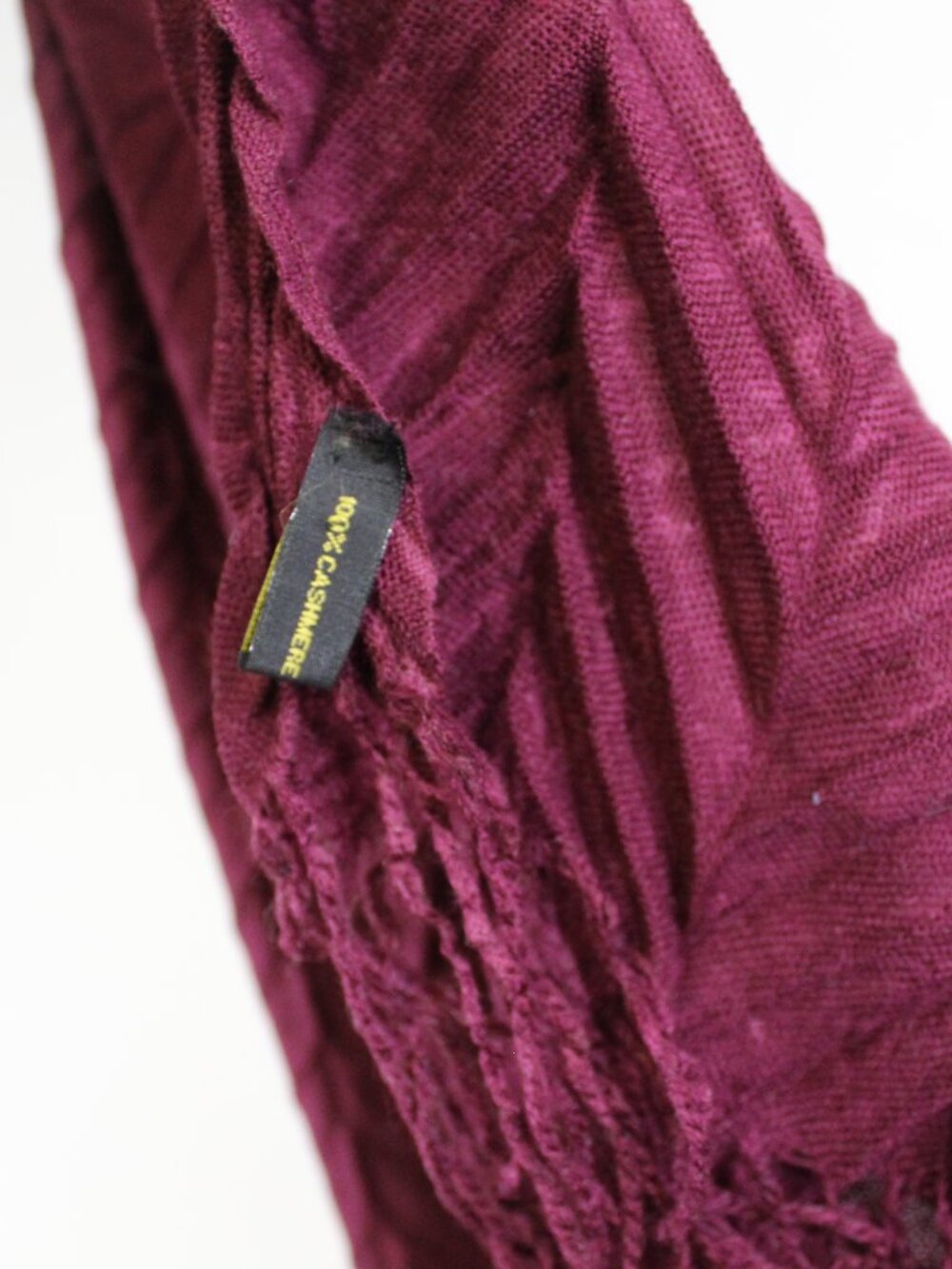 100% Cashmere Wrap Shawl Maroon Lightweight Evening‎ Wedding Fringe - Picture 8 of 11